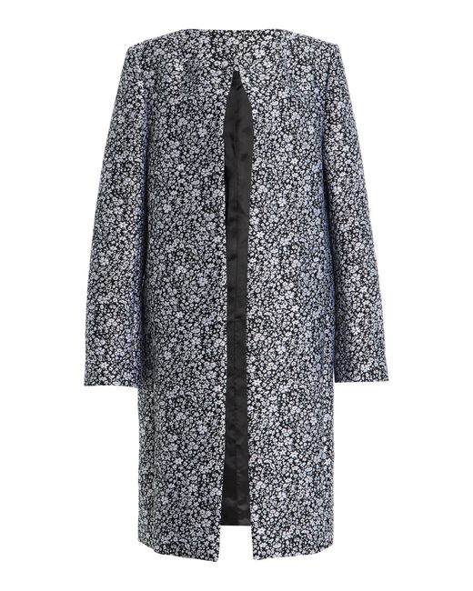 Totême Gray Collarless Floral Coat