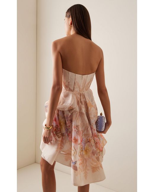 Zimmermann Illuminate Sculpted Linen-Silk Mini Dress in Natural | Lyst  Australia