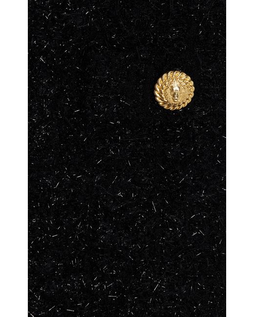 Balmain Black Button-embellished Tweed Mini Skirt