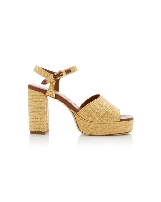 Staud Metallic Jodie Platform Raffia Sandals