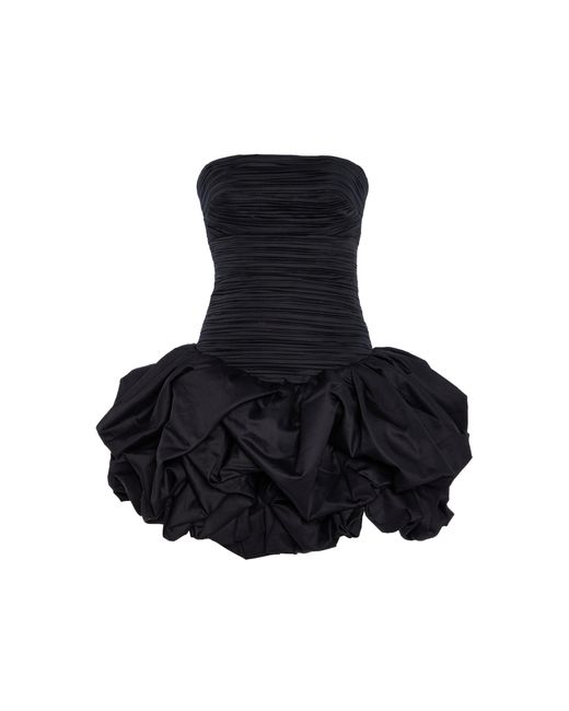 Aje. Black Violette Bubble-Hem Cotton Mini Dress