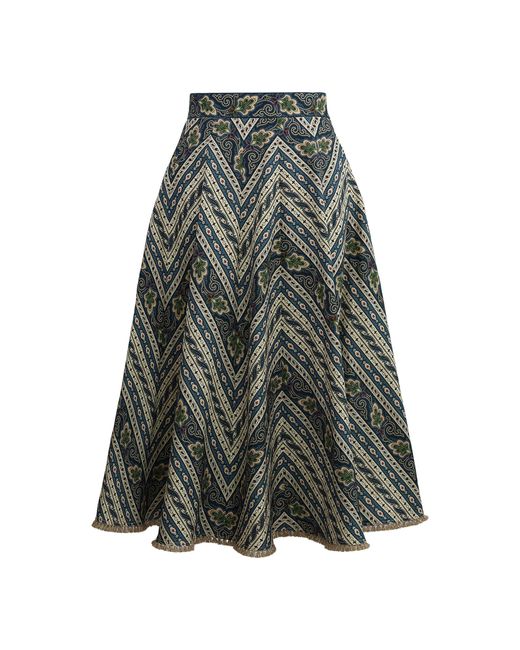 Lena Hoschek Green Homebound Cotton Midi Skirt