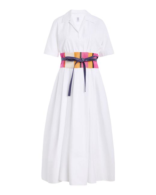 Rosie Assoulin White Obi Cotton Midi Dress