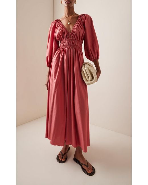 Matteau Shirred Cotton Maxi Dress