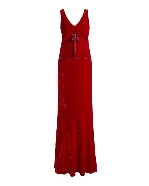 BERNADETTE Red Camille Velvet Maxi Dress