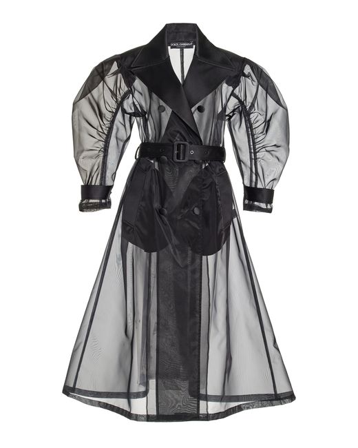 Dolce & Gabbana Black Organza Midi Trench Dress