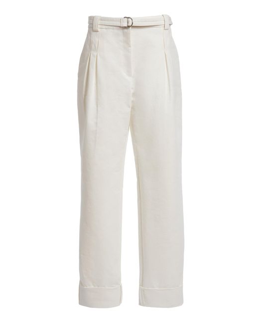 Lanvin White Cotton Straight-Leg Cuffed Trousers