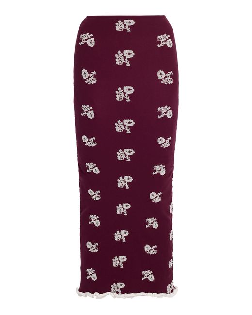 Erdem Purple Floral Jacquard Knit Midi Skirt