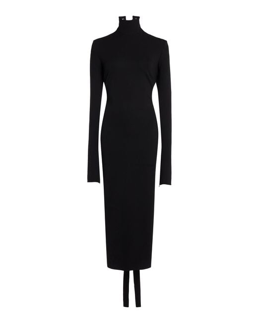 Balenciaga Black Lace-Up Jersey Midi Dress