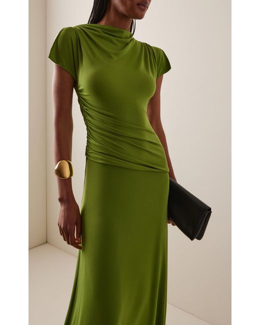 Jonathan Simkhai Green Shanelle Draped Jersey Midi Dress