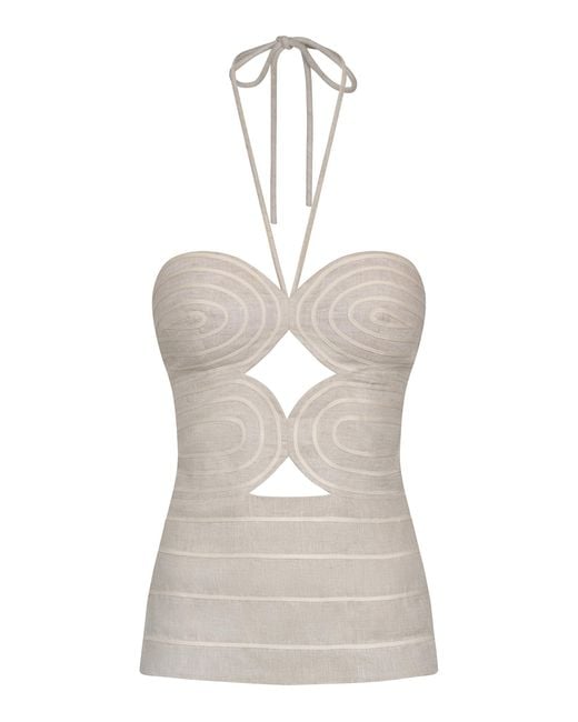ANDRES OTALORA Natural Coral Del Mar Linen Top