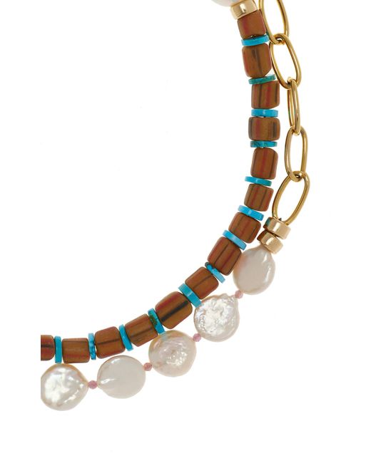 Lizzie Fortunato White Porto Covo Gold-plated Pearl Beaded Chain Necklace