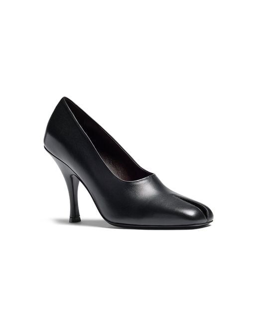 Khaite Black Eva Peep-Toe Leather Pumps
