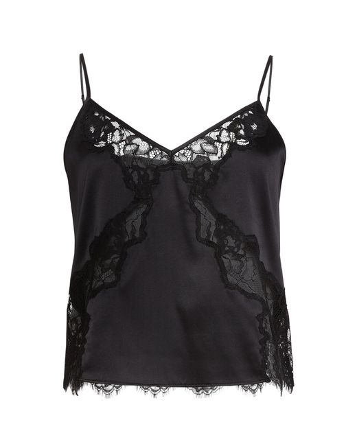 Fleur du Mal Black Juliette Silk-Lace Cami