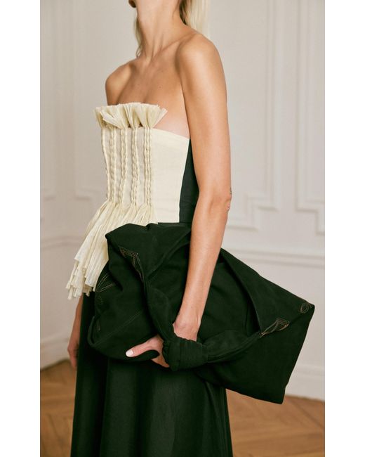 Johanna Ortiz Black Unforgiven Stories Embroidered Organic Linen Midi Dress