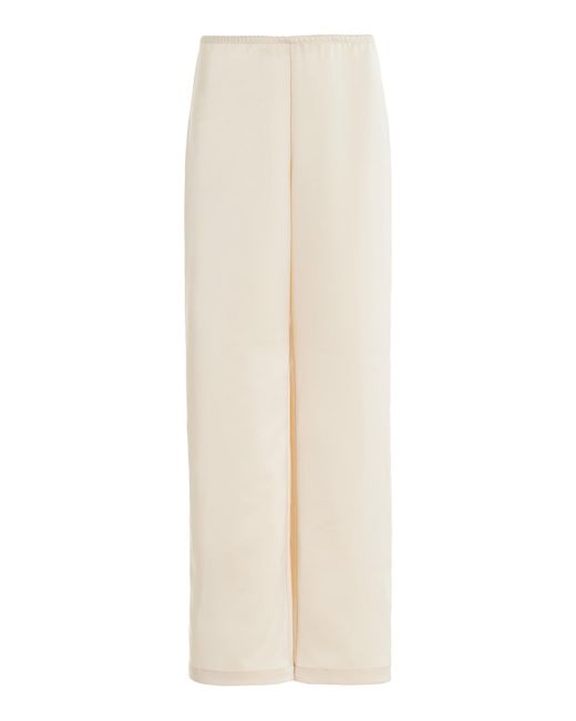 Leset White Barb Satin Wide-leg Pants