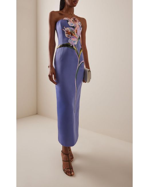 LEO LIN Exclusive Rayna Floral-Appliqud Crepe Maxi Dress in Blue | Lyst Australia LEO LIN Exclusive Rayna Floral-Appliqud Crepe Maxi Dress in Blue | Lyst Australia