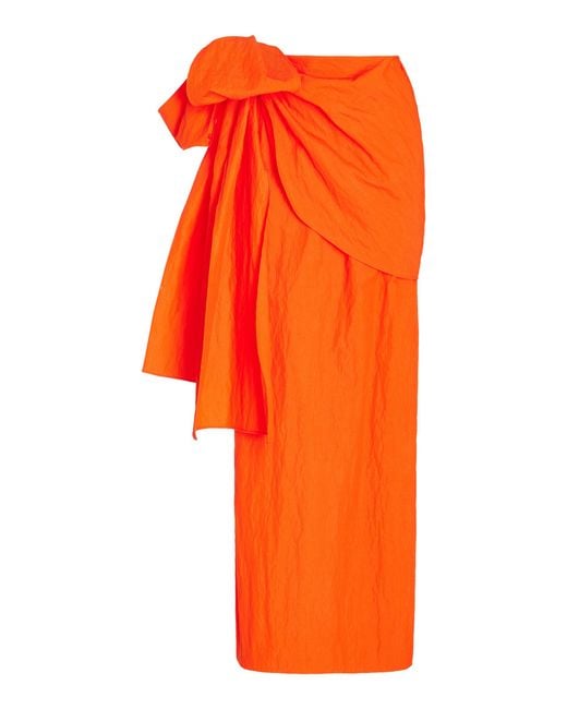 Rosie Assoulin Orange Hustle & Bustle Cotton-Blend Maxi Wrap Skirt