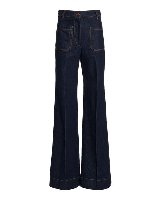 Victoria Beckham Blue Alina Denim Flared Pants