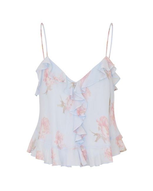 LoveShackFancy Blue Tal Ruffled Tank Top