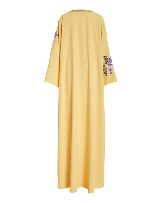 Carolina Herrera Yellow Embroidered Cutout Caftan