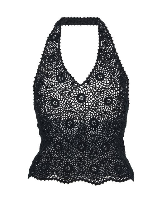 Nili Lotan Black Ventura Crocheted Cotton Top