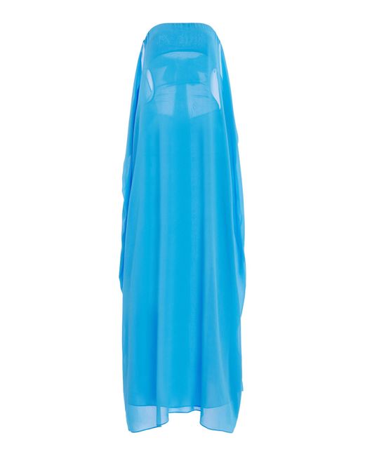 Christopher Esber Blue Layered Silk Gown