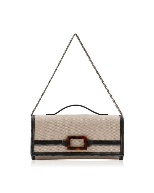 Roger Vivier White Belle Vivier Canvas Clutch