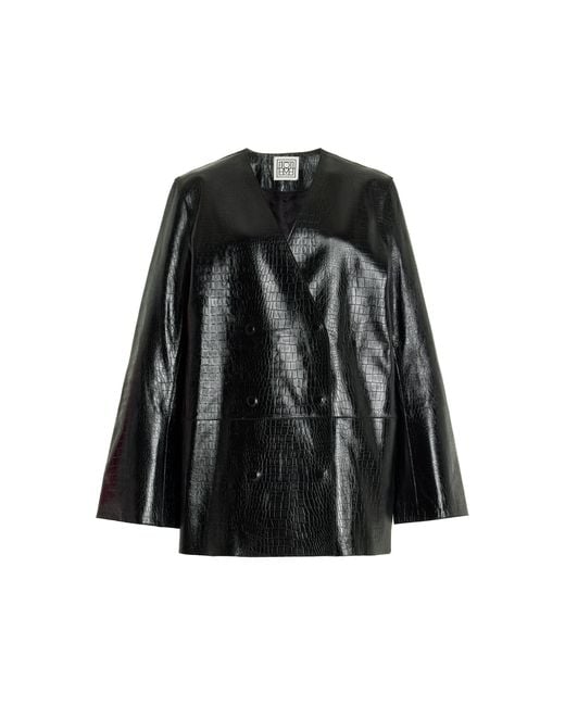 Totême  Black Croc-embossed Leather Jacket