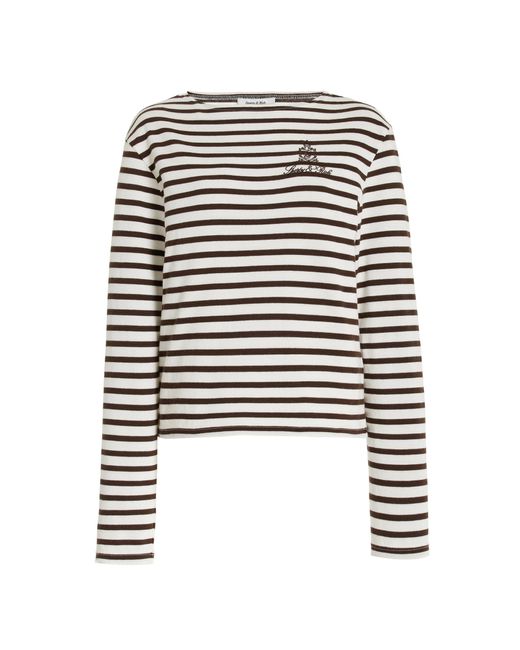 Sporty & Rich White Vendome Mariniere Striped Cotton Top