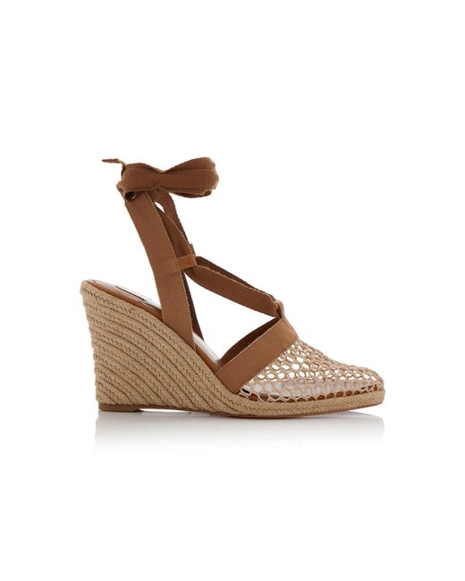 Christian Louboutin Brown Toleda 85Mm Crocheted Espadrille Wedge Sandals