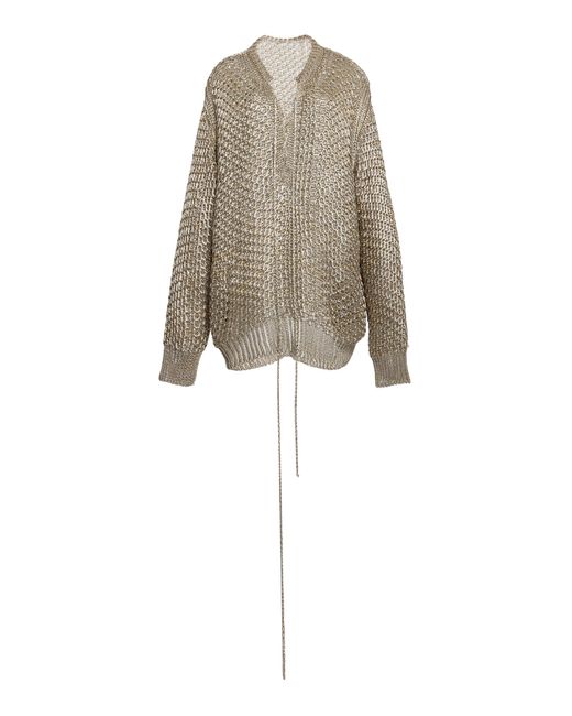 Stella McCartney White Metallic Knit Lace-up Sweater
