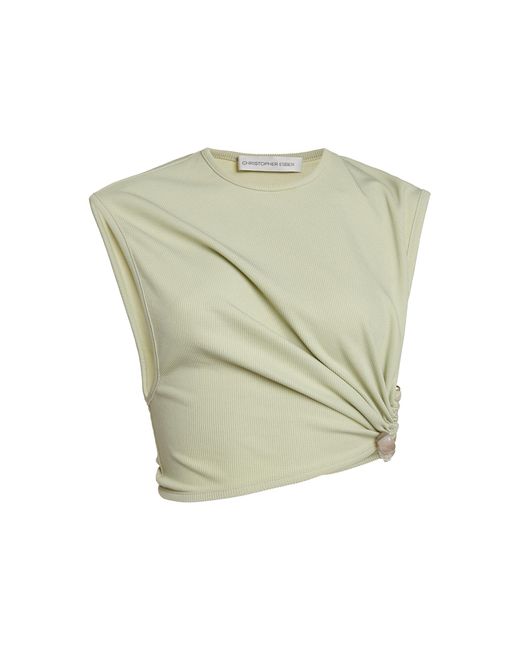 Christopher Esber Green Stone Cavern Ribbed-jersey Crop Top