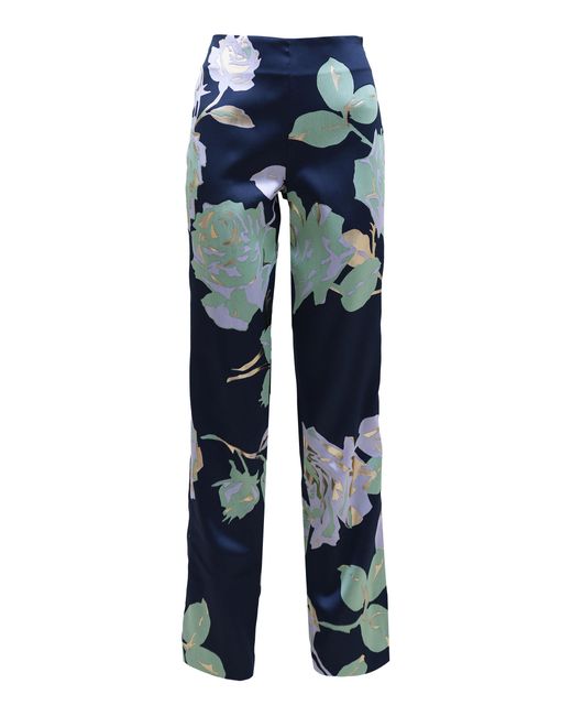 Francesca Miranda Blue Tropico Rose Jacquard Silk-Blend Trousers