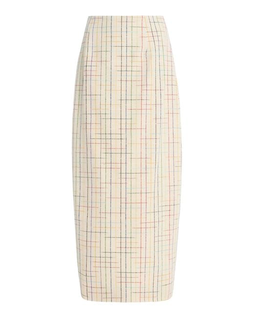 Rosie Assoulin Natural Exclusive Space-Dyed Checked Silk Midi Column Skirt