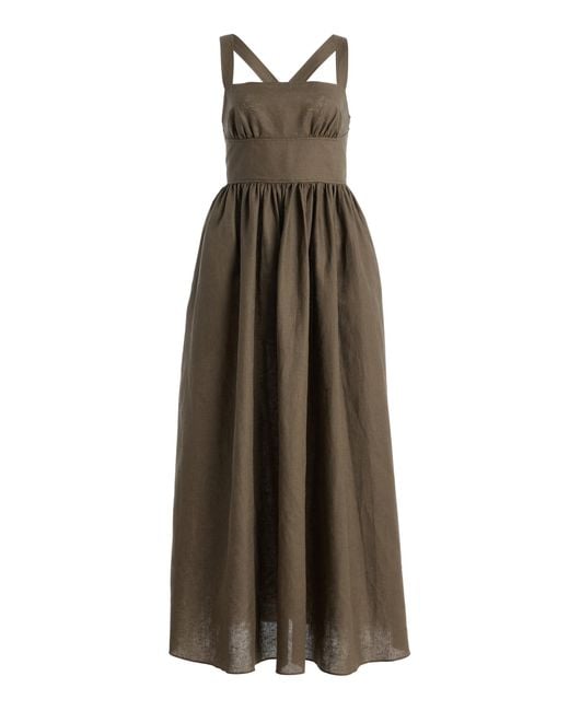 Matteau Natural Crossback Linen-Cotton Midi Dress