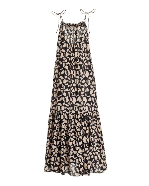 Bird & Knoll Bowie Printed Cotton-voile Maxi Dress in White | Lyst
