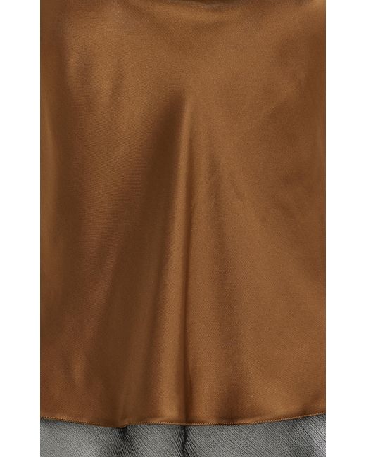 THE GARMENT Brown Catania Mesh-trimmed Silk Tank Top