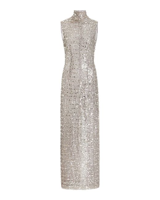 16Arlington White Luna Crystal-embellished Gown