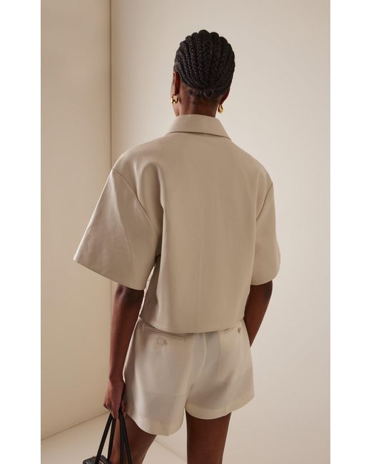Jonathan Simkhai White Robinson Embroidered Vegan Leather Shirt
