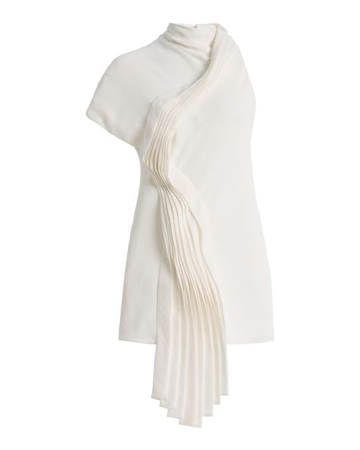 TOVE White Yareli Pleat-detailed Crepe Top