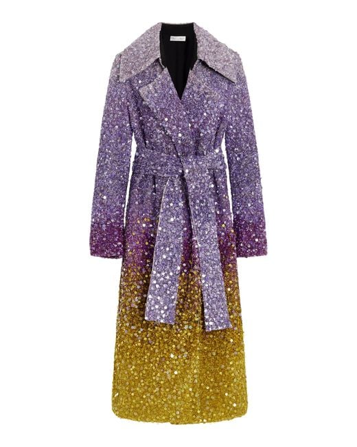 Oscar de la Renta Purple Ombré Sequined Coat
