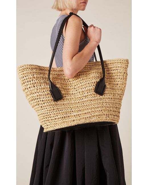 Bottega Veneta Black Medium Arco Crochet Raffia Tote Bag