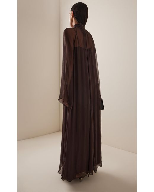 STAUD Esther Chiffon Maxi Dress in Brown | Lyst Canada
