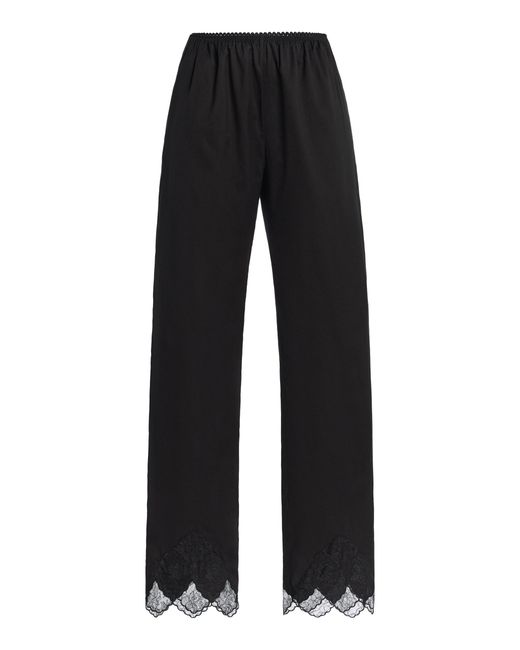Brandon Maxwell Black Wilder Lace-Detail Cotton Cropped Pants