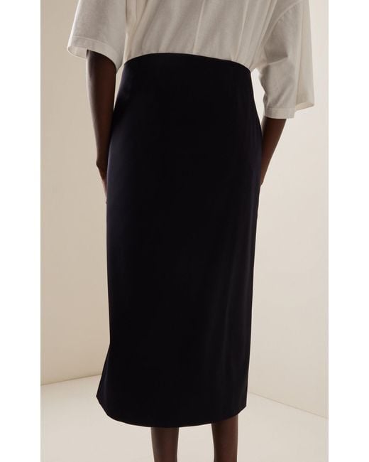 The Row Black Kavi Wrapped Wool Column Midi Skirt