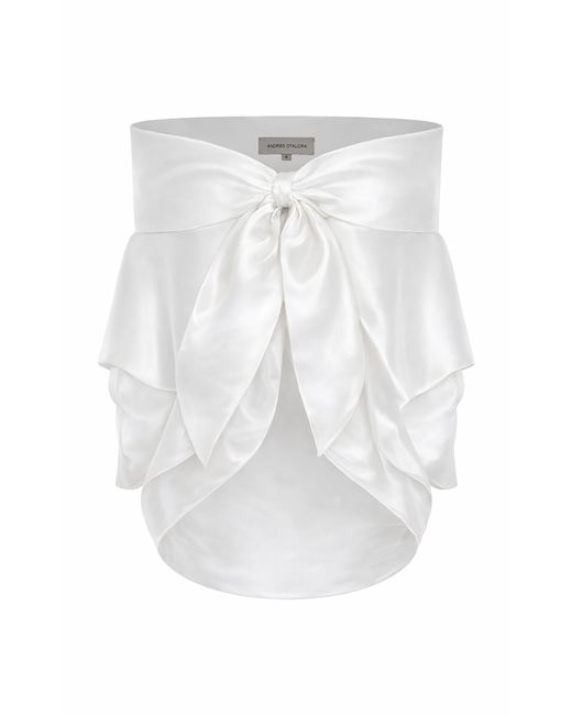 ANDRES OTALORA White Lomas Off-The-Shoulder Silk-Organza Blouse