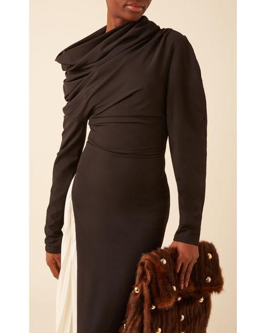 A.W.A.K.E. MODE Black Pleated Jersey Maxi Dress