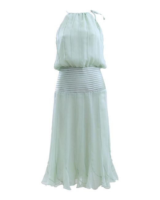 Francesca Miranda Green Celeste Silk Midi Dress