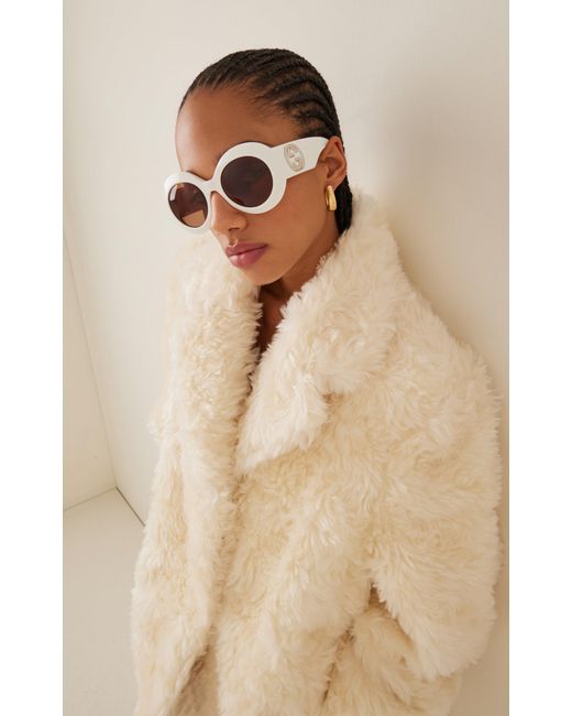 Gucci White Oversized Round-frame Acetate Sunglasses